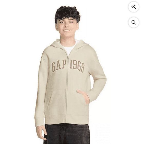 Gap Kids Boys Full Zip Fleece Hoodie Size XSmall 4/5 Birch - Picture 1 of 8